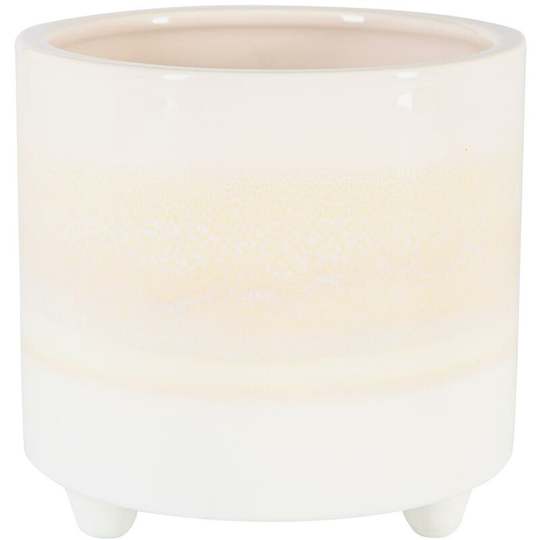 Reactive Glaze Footed Plant Pot - 14cm - Natural - Nicola Spring