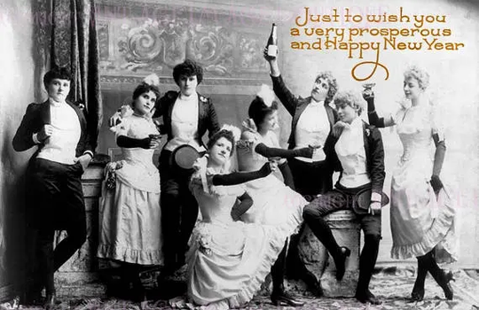 Antique 1920's Lesbian Berlin Cabaret Kabaret Happy New Year Gay Christmas Winter Solstice Holiday Season 5x7 Greeting Card