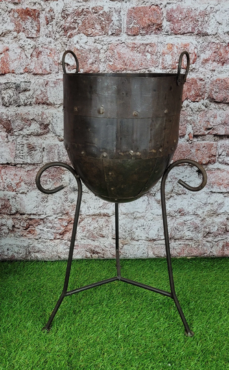 Large Planter & Stand Industrial Cast Iron A Plant Pot Wine Champagne Cooler Bucket Home Decor