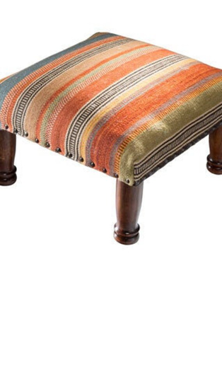 Ooty Stripe Kilim Footstool, Handcrafted