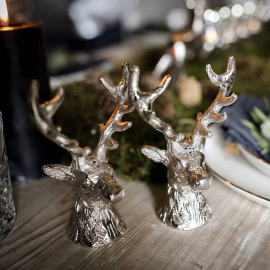 Silver Stag Head Salt And Pepper