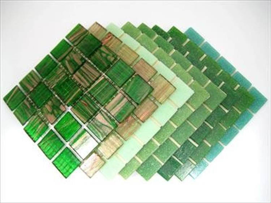 Mosaic Tiles Mixed 2cm X 4mm Thick. Groovy Green Deluxe Blend 200 Tile Mix