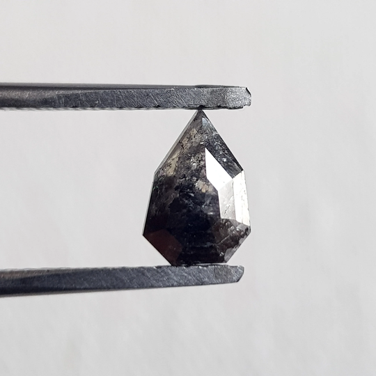 7.8mm/0.74Ctw Grey/Black Fancy Shield Shaped Salt & Pepper Rose Cut Diamond Loose, Faceted Loose For Ring, Dds711/2