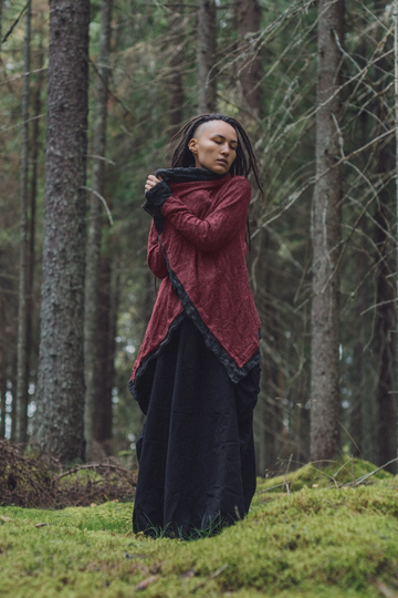 Women's Hooded Cardigan Saranya Red/Mid Season Jacket