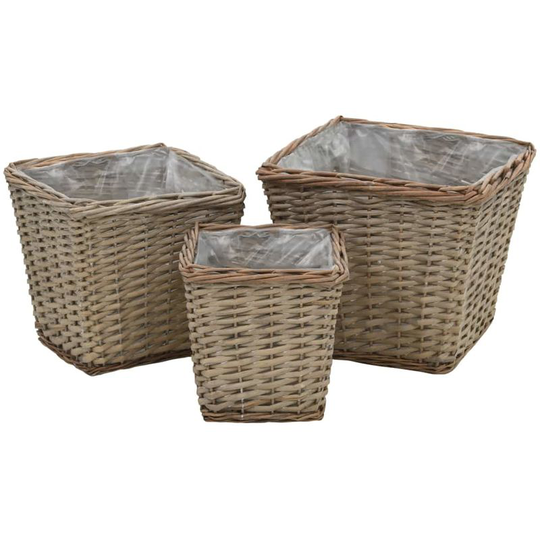 Hommoo - Planter 3 pcs Wicker with pe Lining VD12754