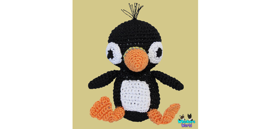 Puffin Organic Knit Dog Toy - Penguin Squeaker Plush Dog Toy Small Crochet Stuffed Handmade