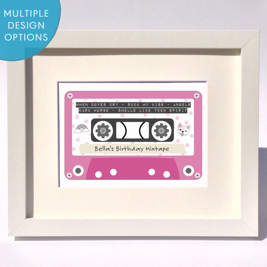 Personalised Mixtape Print, Blue/Grey/Powder Blue