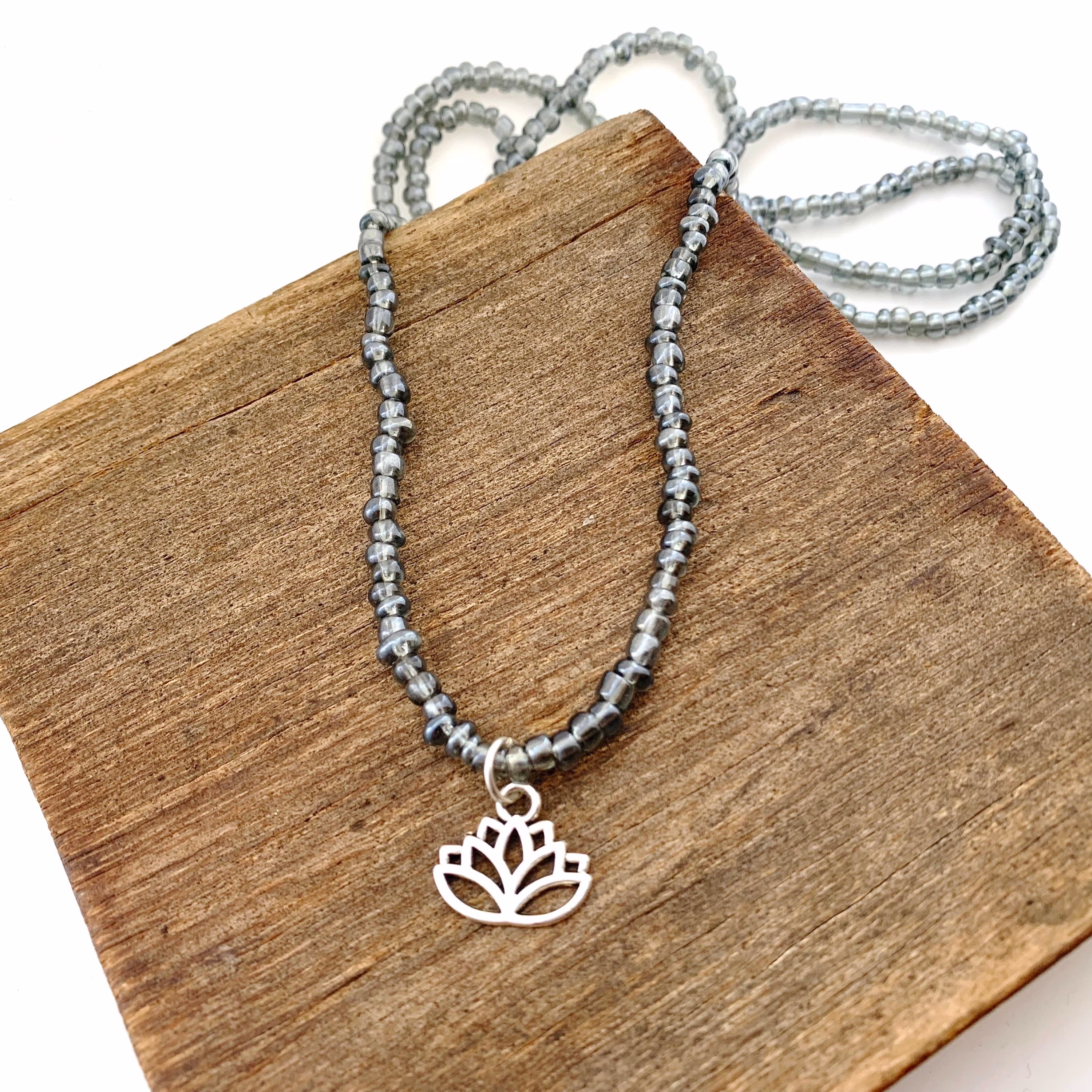 Long Bead Necklace, Long Seed Lotus Flower Flower, Gift