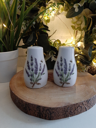 Lovely Lavender & Bee Ceramic Salt Pepper Shakers
