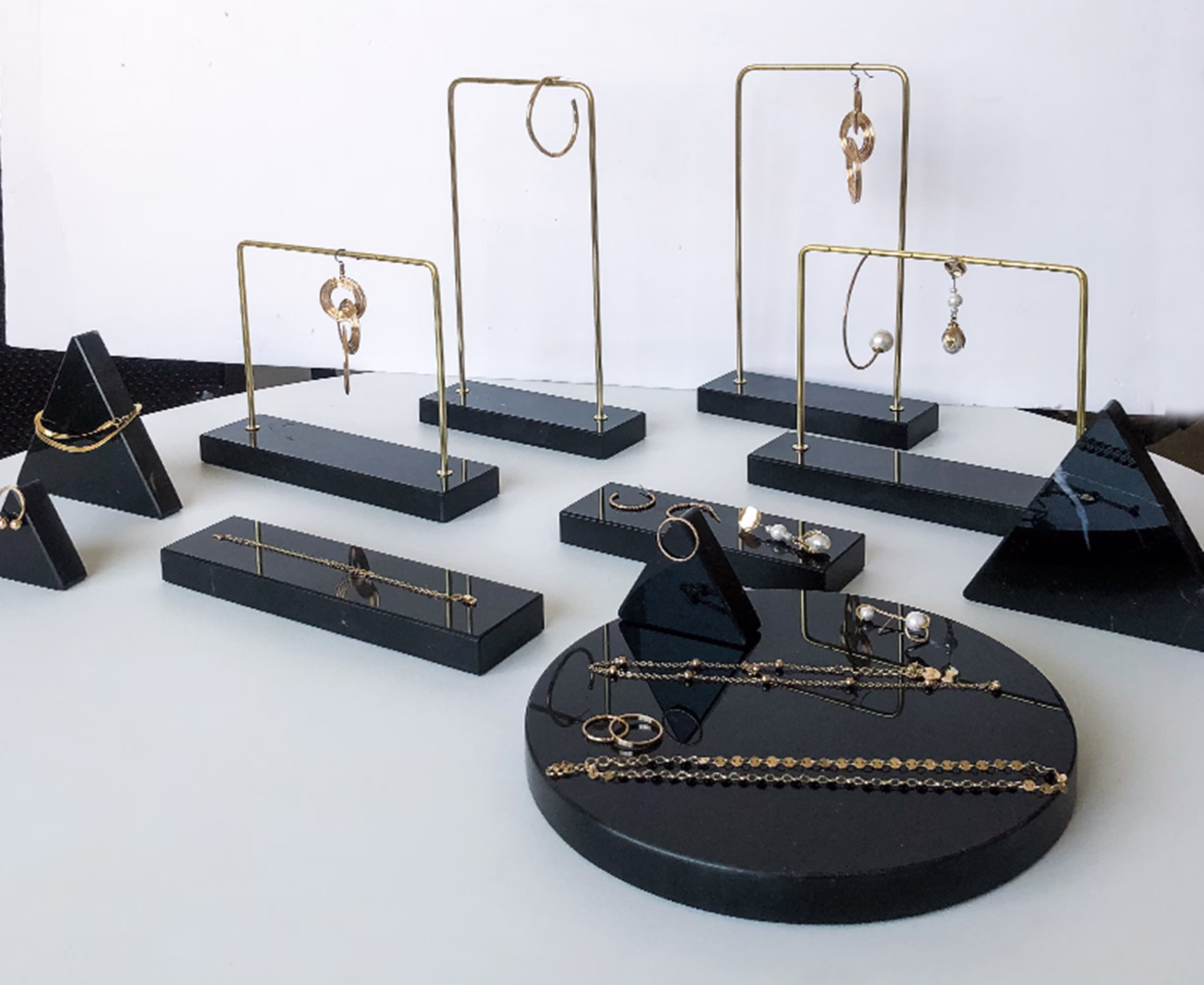 Black Marble Jewelry Organizer Stand, Black Display, Jewellery Displays Ds1318