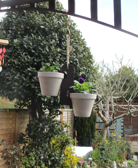 Two Pot Handmade Wooden Flower Hanger Holder