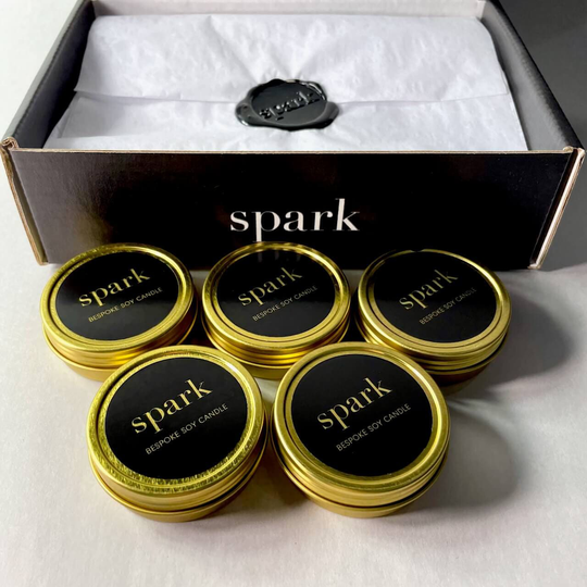 Spark Candles Welcome Pack - 5 X 1Oz Gold Tin Sample Signature Scent Blends Discover Your Favourites + 40% Off Next Purchase