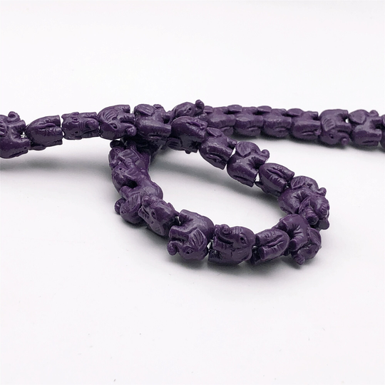 20Pcs 11x14mm Purple Resin Coral Powder Elephant Beads , Elephant Charms, Yoga