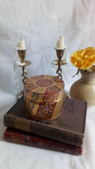 Antique Moser Czech Cranberry Glass Heavy Gold Silver Gilt, Enameled Flowers Scrollwork Vanity Powder Lidded Jar Box C.1890