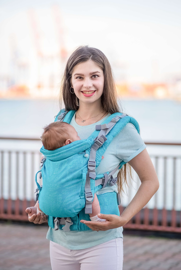 Turquoise Feathers Baby Carrier Organic Cotton Gift For Shower