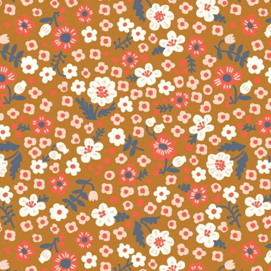 Caramel Bella Organic Cotton Lawn Fabric By Designer Kristen Balouch For Birch Fabrics