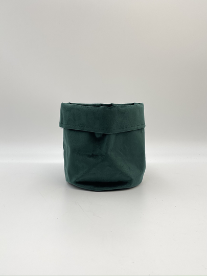Green Fancy Emerald Velvet Plant Pot, Soft, Elegant Touch, 16 cm Diameter, Indoor Planter, Eco-Friendly Textile Fabric Pot
