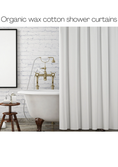 Organic Waxed Cotton Shower Curtain, Eco Friendly Sustainable Green Curtains/Sustainable Water-Repellent Beeswax