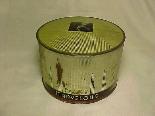C1930S Marvelous Dusting Powder Richard Hudnut New York , Vintage Advertising Talcum Tin, Art Decor Vanity