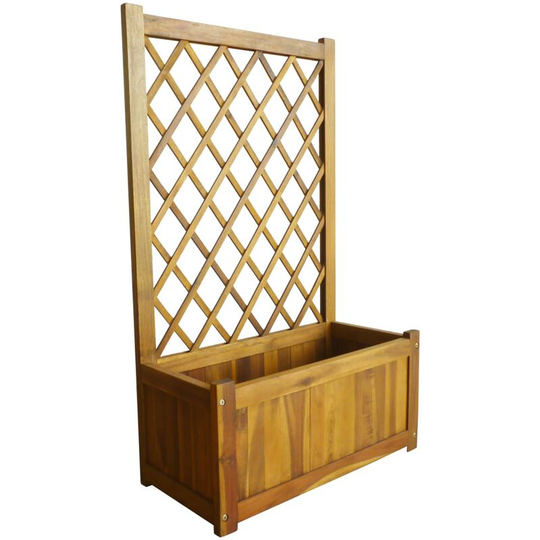 Garden Raised Bed with Trellis Solid Acacia Wood Vidaxl Brown