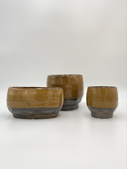Coffee Brown & Caramel Ceramic Plant Pot, Bowl, 3 Sizes, Modern Stylish, Simple Design, Houseplant, Plant Pot Gift