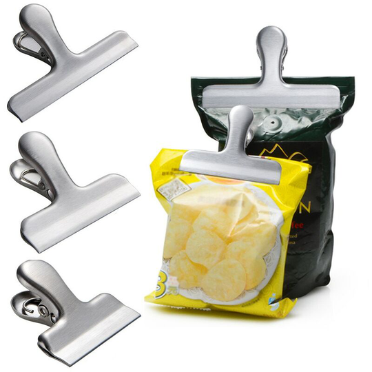 Sealed Clips Portable Stainless Steel Food Sealing Clamp Clip Powder Food Package Bag Multifunctional Home Snack Sealed Clip