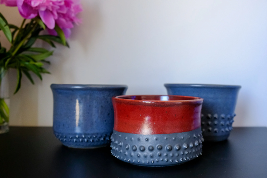 Handmade Ceramic Black Spiked Planters