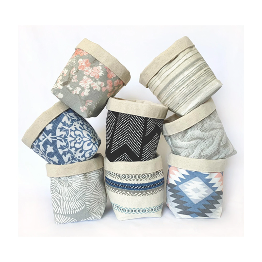 Fabric Basket | Reversible Canvas Storage & Organizer Bin Washable Home Decor Plant 4 Sizes To Choose From