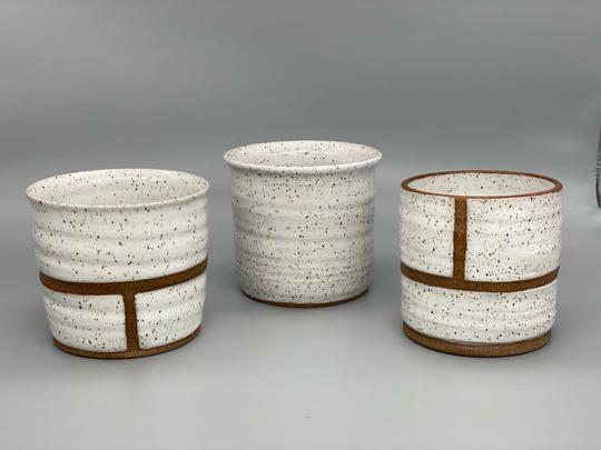 White Ceramic Utensil Crock ~ Handmade Barware Caddy Desktop Organizer