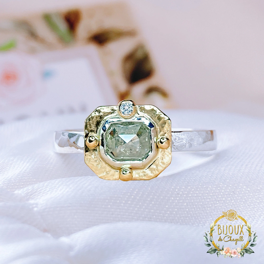 Natural Grey Salt & Pepper Diamond Medieval Style Engagement Ring in 9Ct/18Ct/ 22Ct Solid Yellow Gold