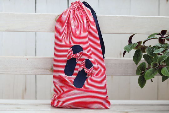 Red Stripes Shoe Bag Organizer, Cute Travel Shoe Bag, Original Gift For Her