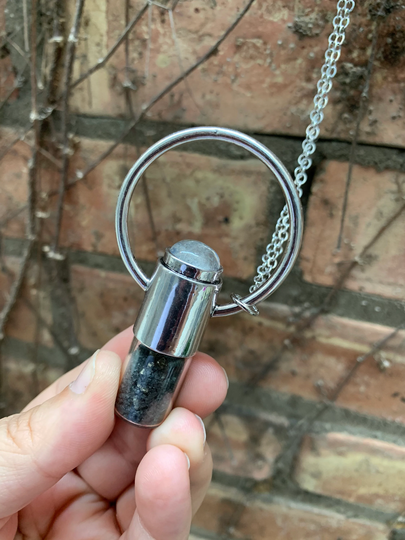 Clear Quartz New Moon Silver Intention Necklace/Essential Oil Diffuser Jewelry Roller Ball