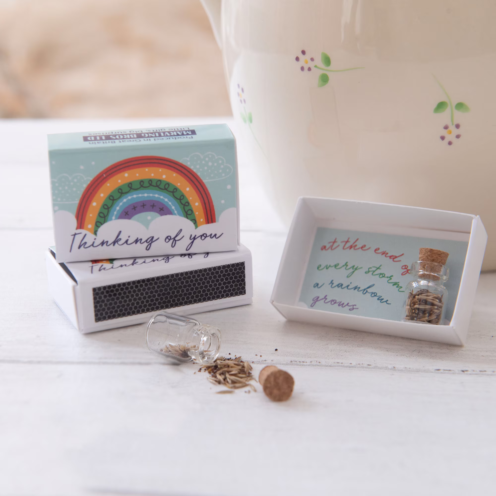Thinking Of You Rainbow Wildflower Seeds in A Matchbox, Missing You, Uou Gift, Card, Gift