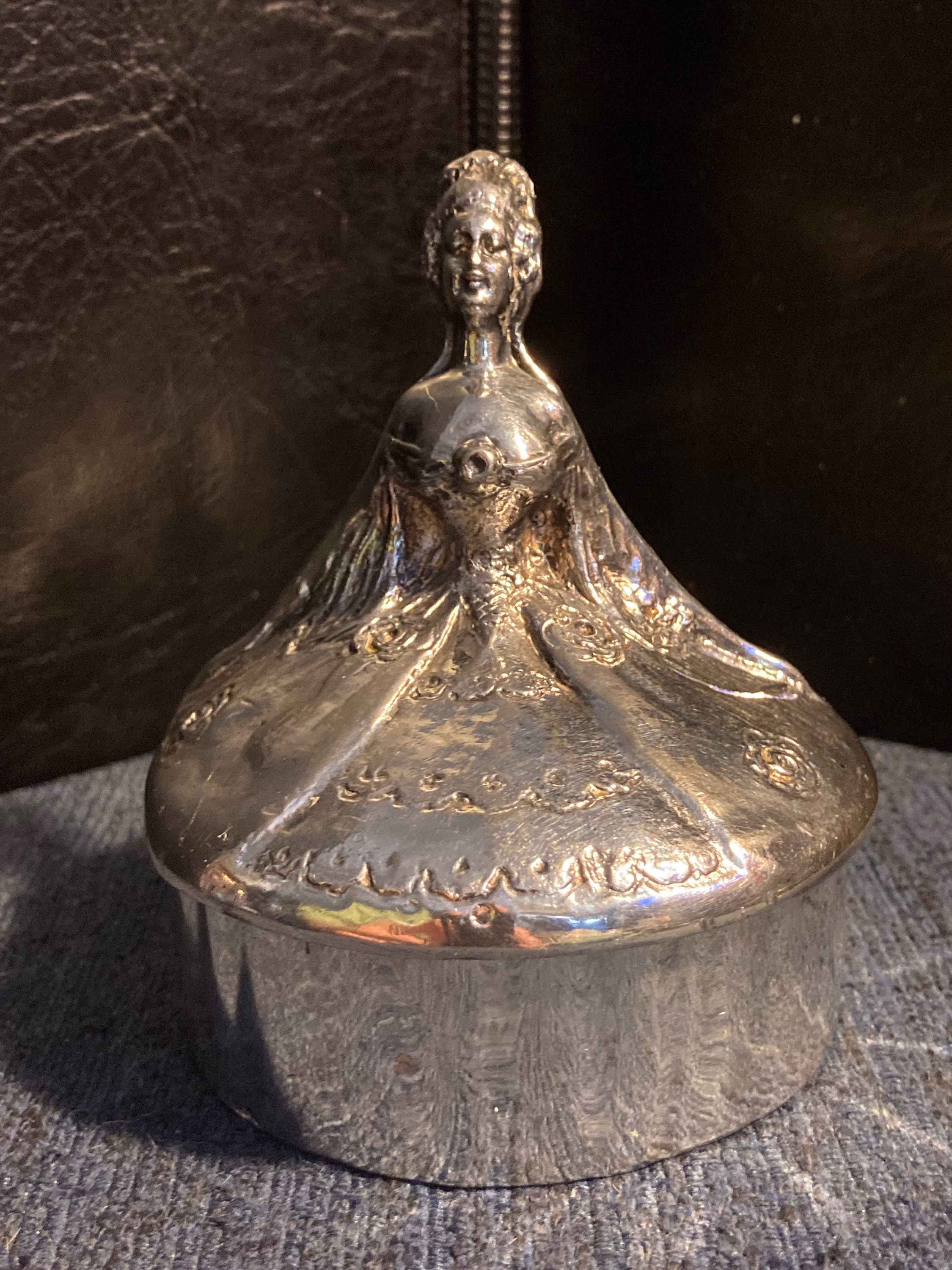 Antique Decorative Silver Debutant Lidded Face Powder Container