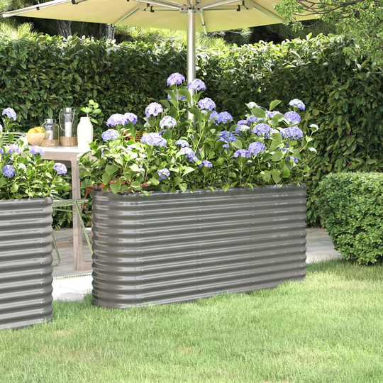 Asupermall - Garden Planter Powder-coated Steel 152x40x68 cm Grey