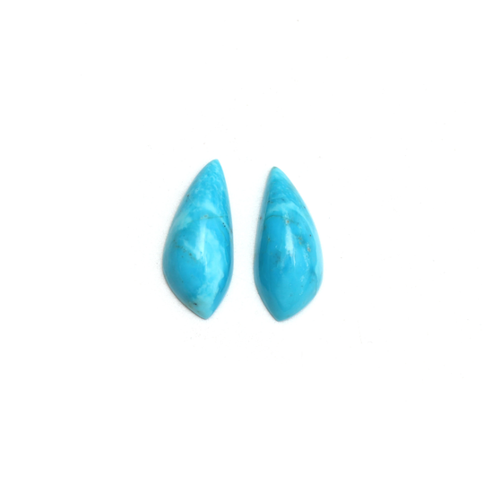 Natural Turquoise Smooth Organic Shape Loose Cabochon Gemstone, 11x25 Mm, Jewelry Making Pair | 2 Pieces