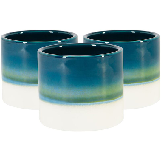 Reactive Glaze Plant Pots - 9cm - Navy - Pack of 3 - Nicola Spring