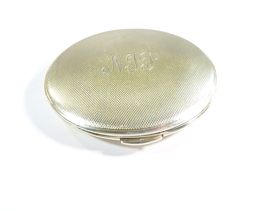 sterling Silver Powder Compact Initials N J P 1966