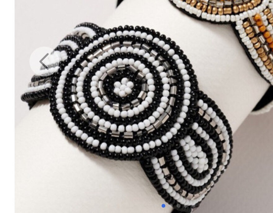 Black Seed Bead Bangle Bracelet Black Beaded