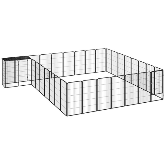 34-Panel Dog Playpen Black 50x100 cm Powder-coated Steel Vidaxl Black