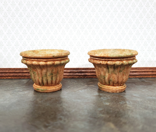 Dollhouse Garden Pots Aged Finish Planters X2 112 Scale Medium Size A4051Ag By Falcon