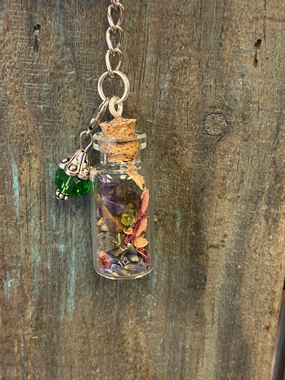 Wishes Spell Jar Herbs & Crystals Intention Necklace