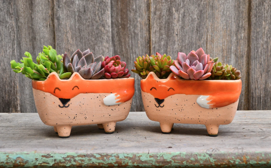 Quirky Handmade Ceramic Fox Plant Pot Planter