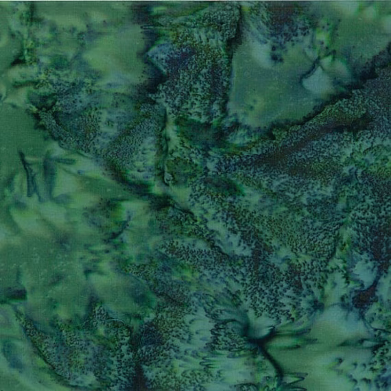 Hoffman - 1895-225 Rosemary Watercolor Blender Batik Fabric -Medium Dark Veggie Herb Green By The Yard