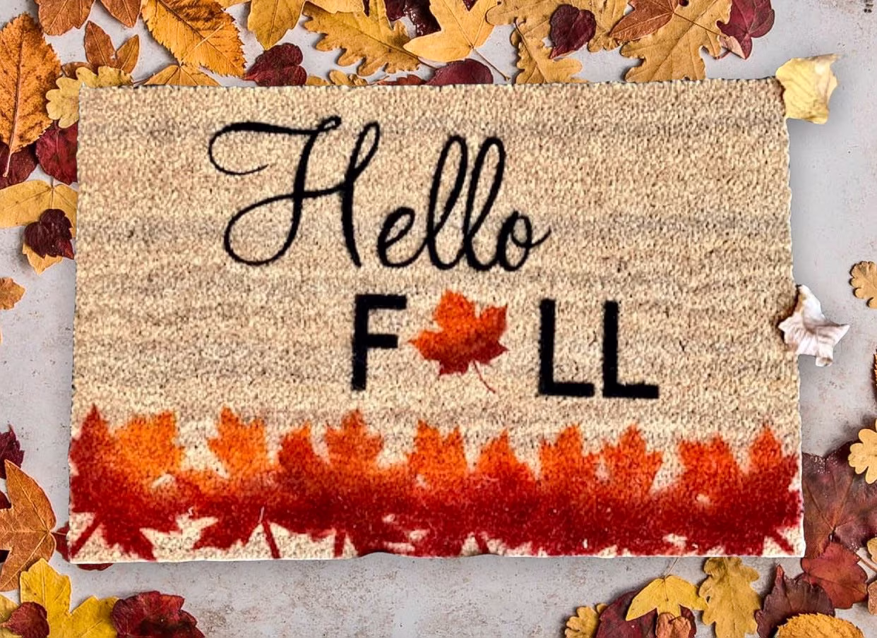 Fall Door Mat | Hello Leaves Doormat Porch Decor Thanksgiving Holiday Seasonal
