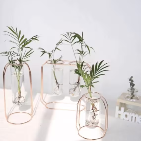 Nordic Style Frameless Iron Planter, Glass Tube Vase, Frameless Decor, Minimalistic Hydroponic Silhouette Line Trending