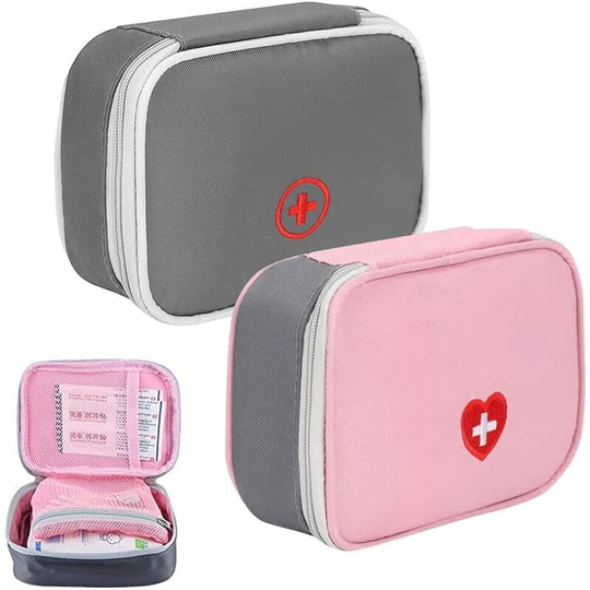 Perle Rare - Portable First Aid Kit Kit, First Aid Storage Bag, for Home Office Travel Car School Outdoor Camping Pouch (Grey, Pink)
