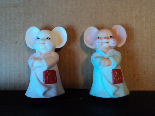 Vintage Salt & Pepper Shakers Pair Geisha Mice Kimono