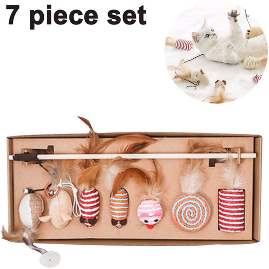 Seven Piece Gift Box for Cat Toys and Sticks, pumpkin ball powder mouse