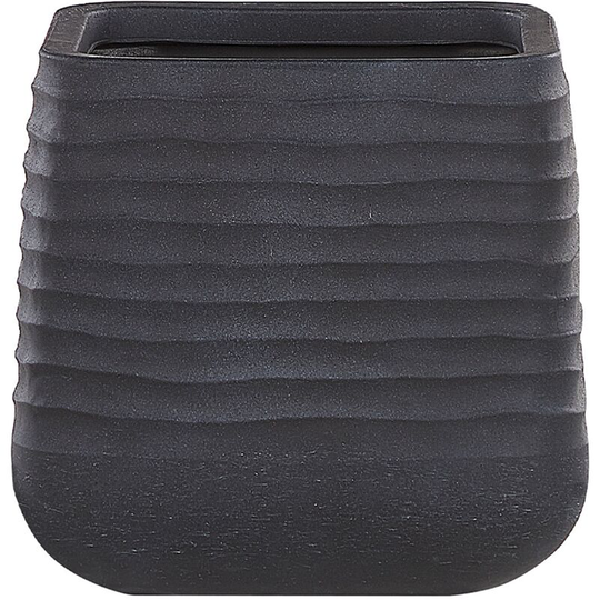 Beliani - Modern Outdoor Garden Flower Pot Large 38 x 37 cm Square Planter Black Parikia - Black